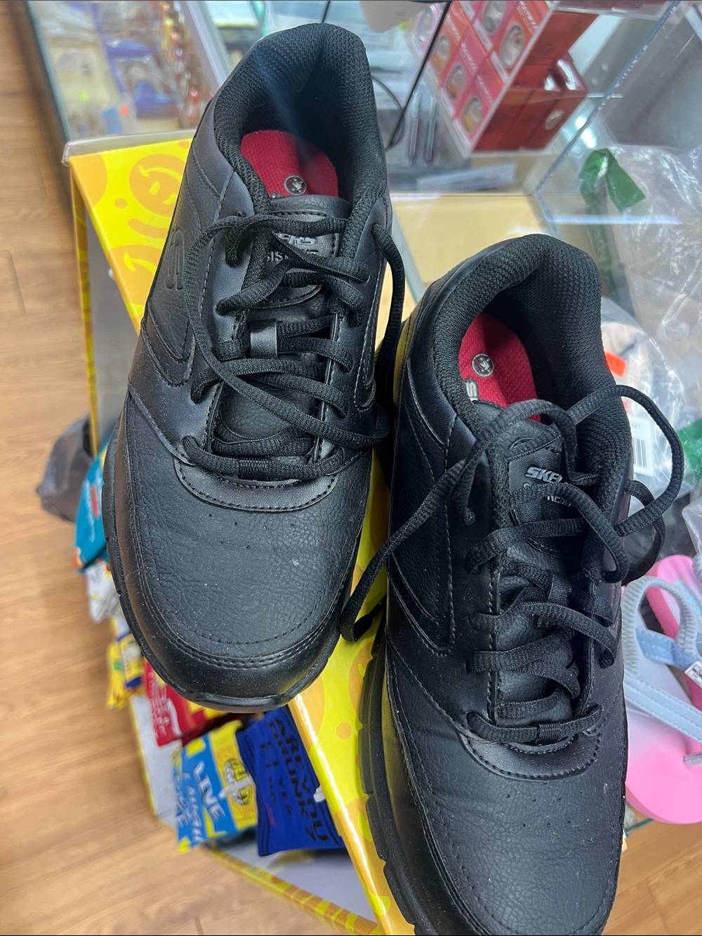 Skechers Black Lace-Up Sneakers with Red Insole
